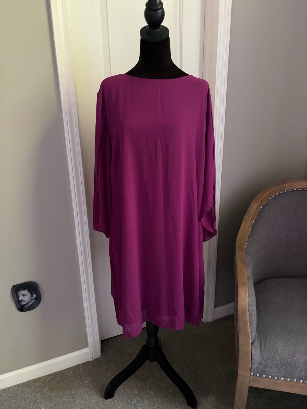 Grace Karin Fuchsia Long-Sleeve Shift Dress